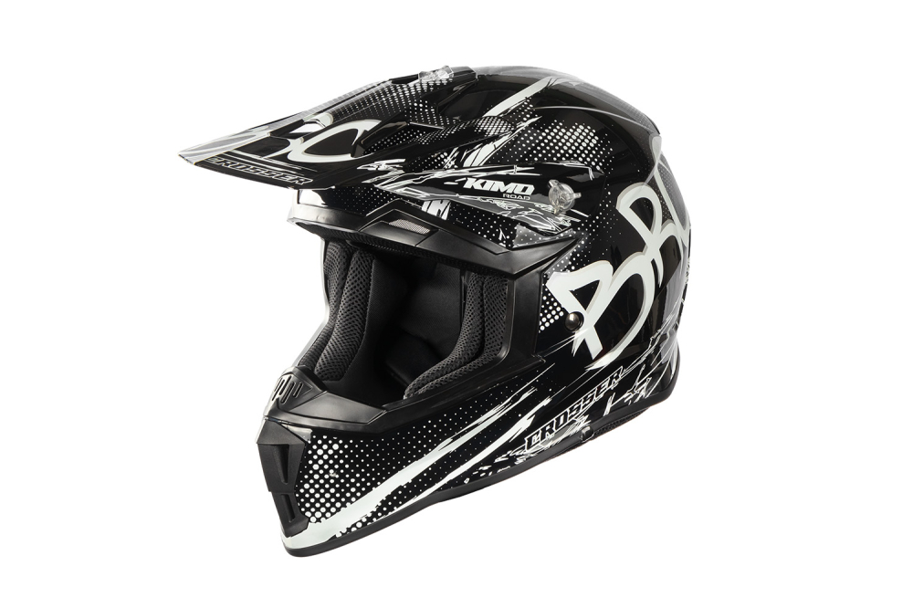 Casca de protectie pentru copii BRO Kimo Cross V2 SPORT cu ventilatie si vizor reglabil, neagra