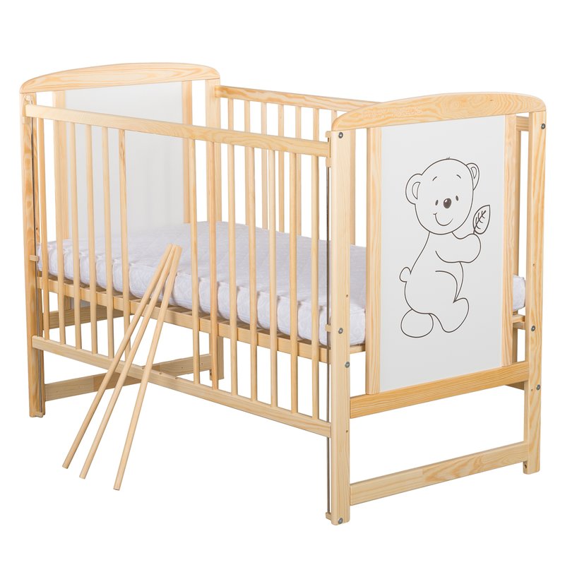 Patut lemn Babyneeds 120x60 cm, laterala culisanta - imagine 4
