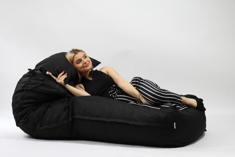 Fotoliu Pufrelax Yoga XL Premium + Perna Black
