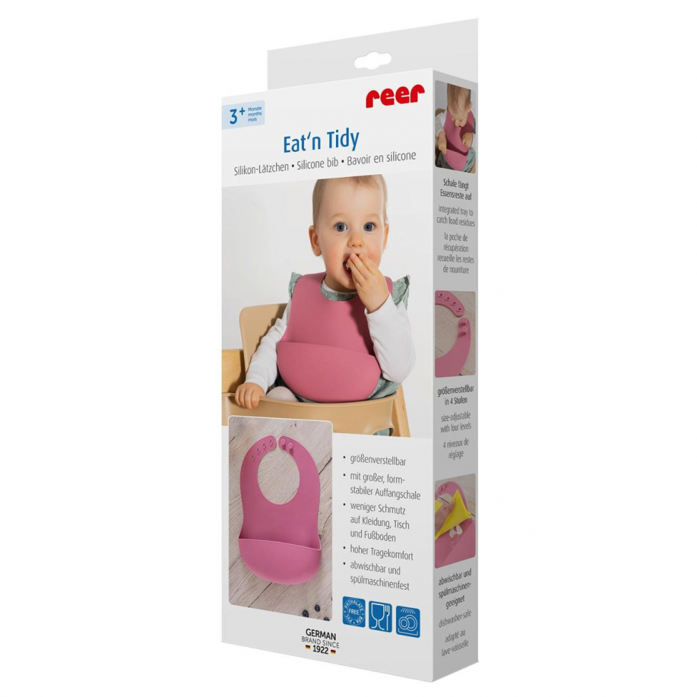 Bavetica Reer Silicon Eat'n Tidy Roz cu Buzunar - imagine 2