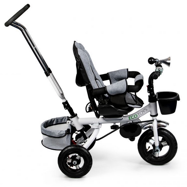 Tricicleta Ecotoys Gri cu Scaun Rotativ și Frână - imagine 2