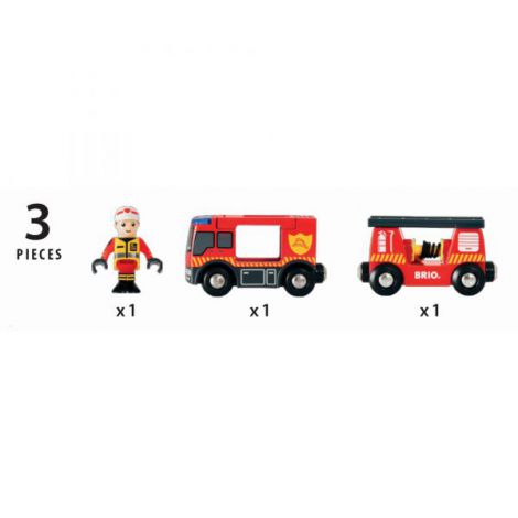 Locomotiva de Pompieri BRIO 33811 cu Lumini și Sunet - imagine 4