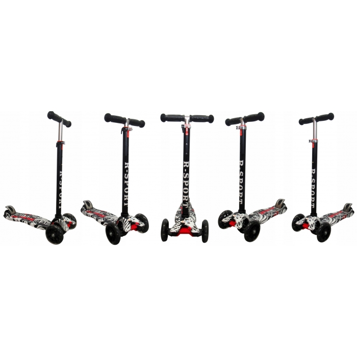 Trotineta R-Sport H2 Neagra, 3 Roti LED, 2-7 Ani