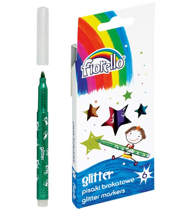 Set Markere Glitter Fiorello 6 buc - Multi-suprafață