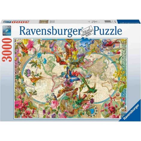 Puzzle Harta Lumii cu Faună Ravensburger 3000 piese - imagine 2