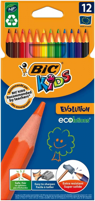 Creioane Colorate Bic Evolution - Extra Rezistente