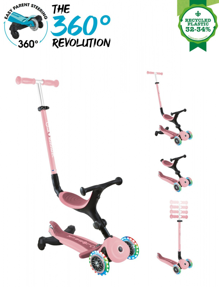 Globber Go-Up 3 în 1 - Trotineta Roz Pal - imagine 8