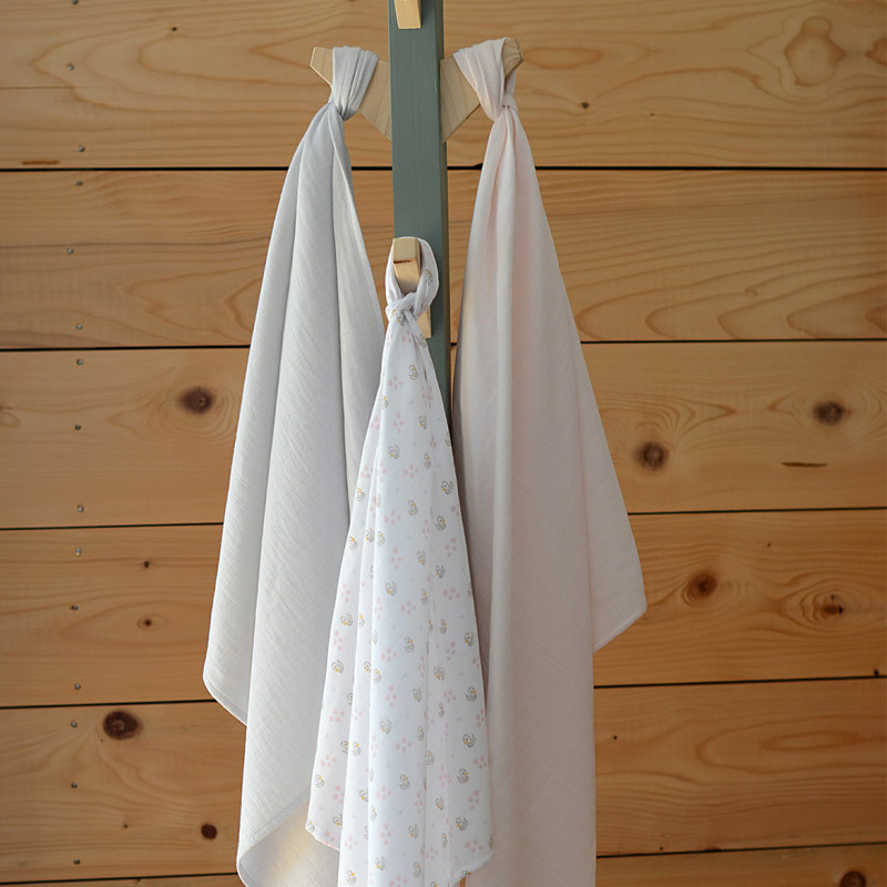 Set 3 Museline Beaba Bumbac Organic Swan Pink