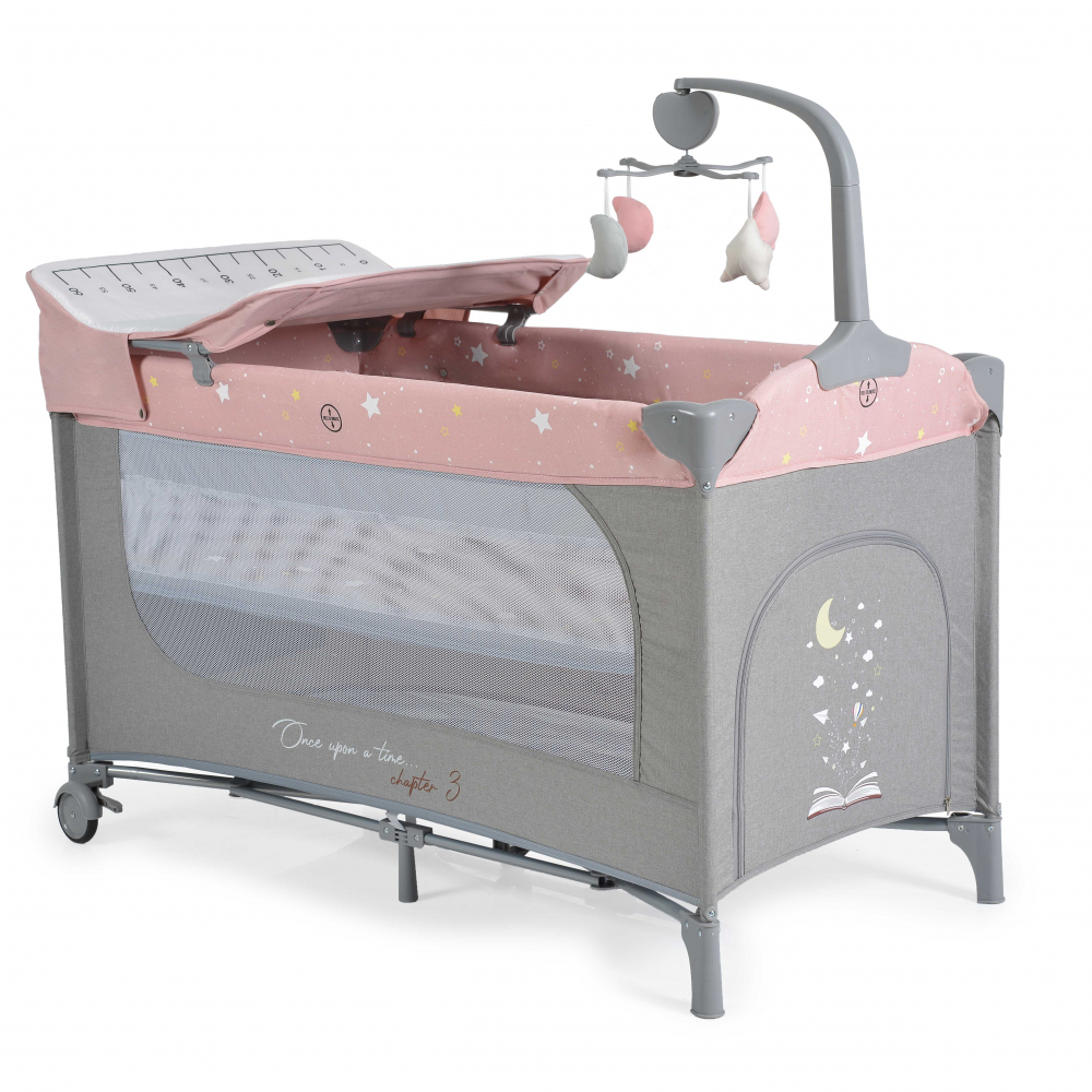 Patut Cangaroo Pink Pliabil cu 2 Nivele - imagine 3