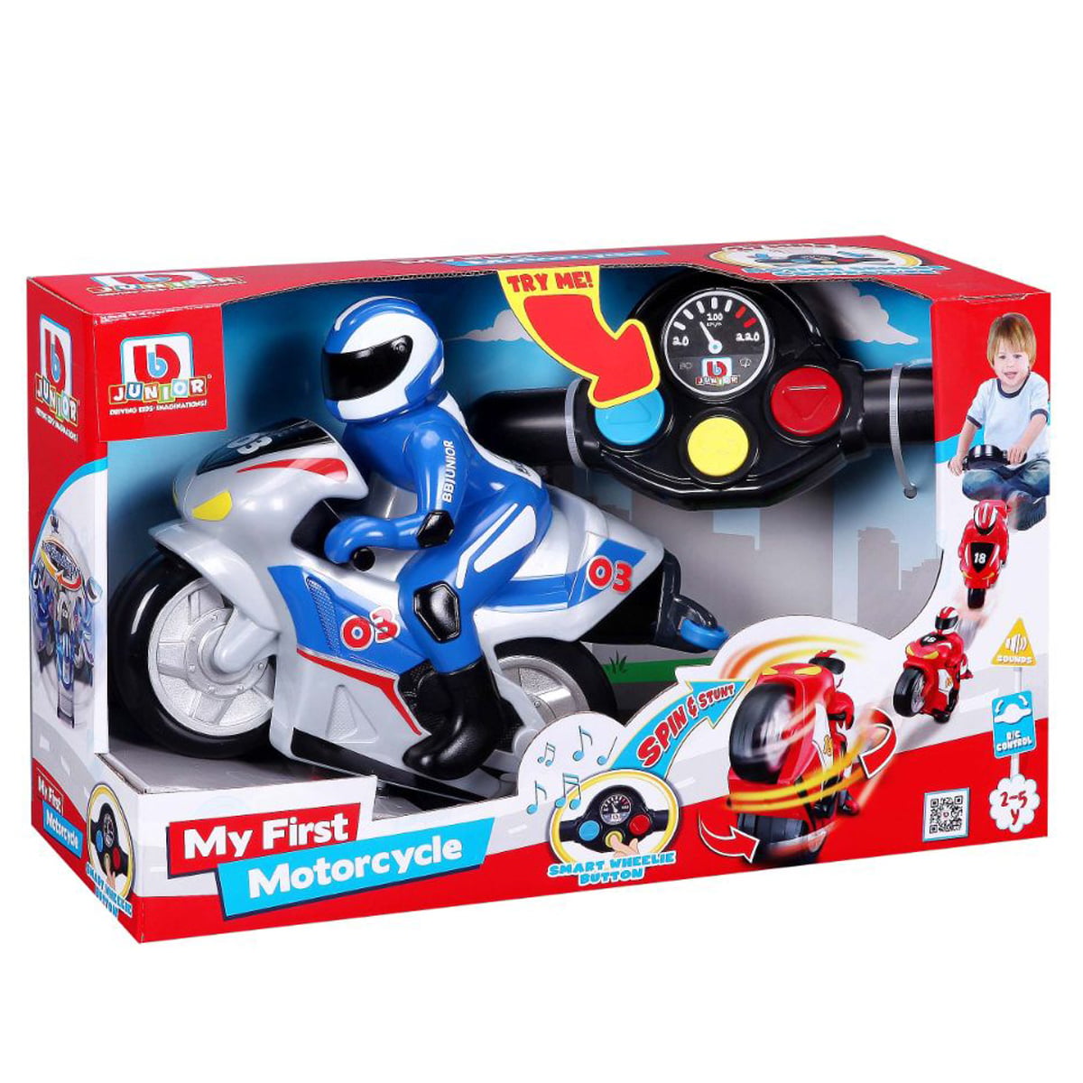Motocicleta Bburago Junior cu Telecomandă, Albastru