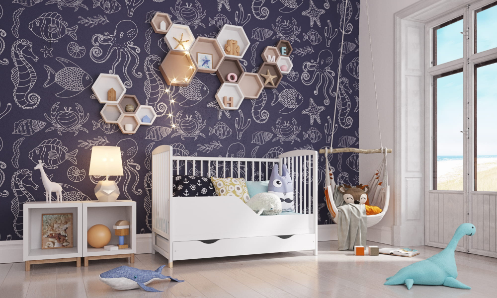 Bariera protectie patut 120x60 cm Alb Nichiduta - imagine 3