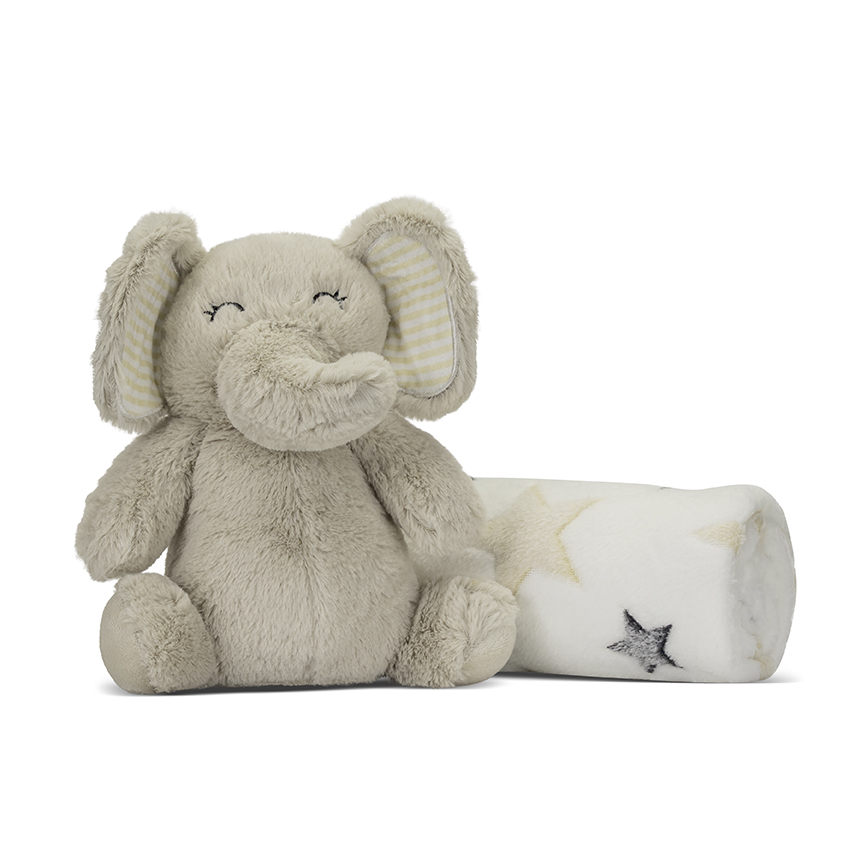 Paturica Moale Lorelli cu Jucarie Elefant Bebe - imagine 5