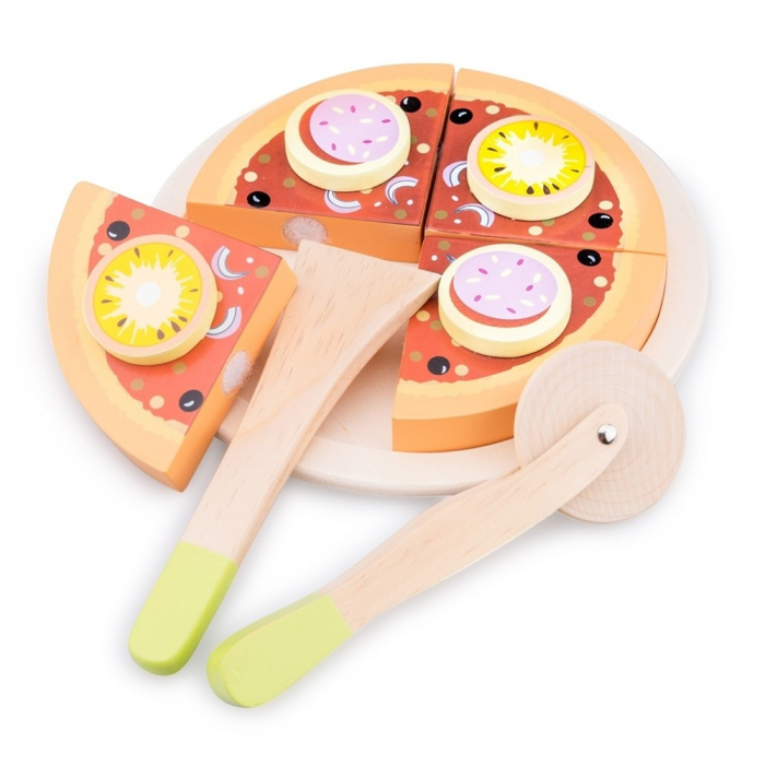 Jucarie Lemn Pizza New Classic Toys cu Accesorii