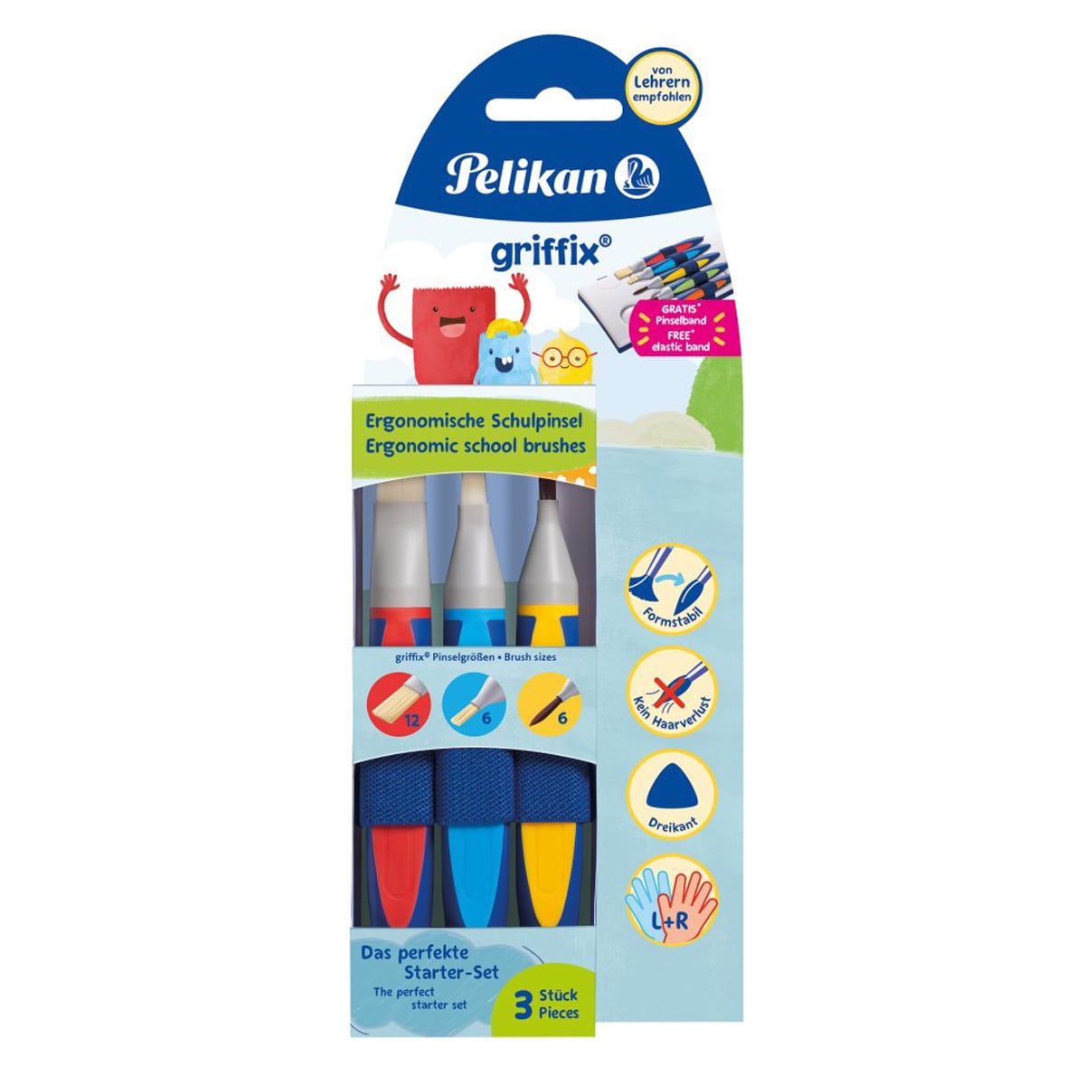 Set 3 Pensule Pelikan Griffix pentru Pictură