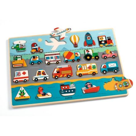 Puzzle Lemn Djeco Vroom-vroom | Joc Educativ - imagine 2