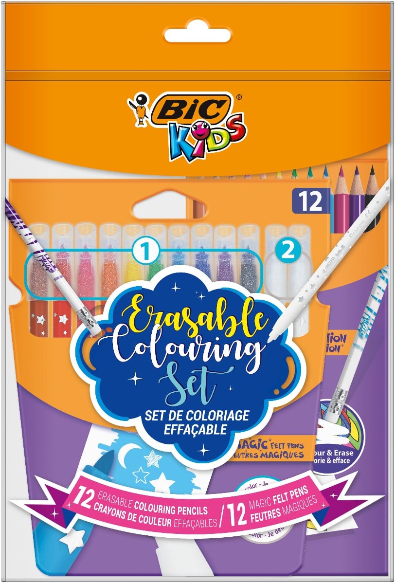 Set 24 Bic: 12 Creioane + 12 Markere Colorate