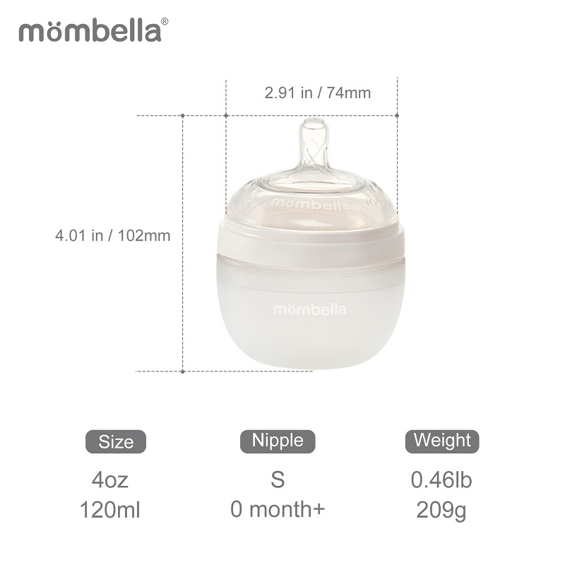Biberon Mombella Anticolici, 120ml, Tetina S, Ivory - imagine 2