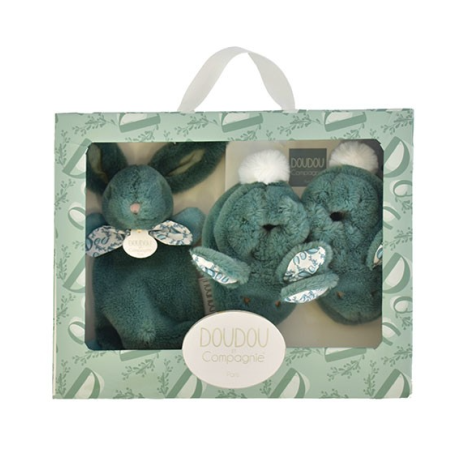 Set Iepuras Doudou Verde - Jucarie + Pantofiori