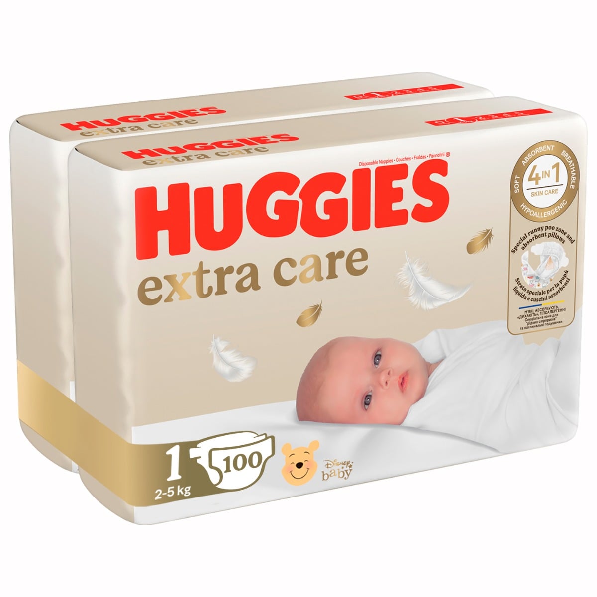 Scutece Huggies Extra Care 1, 2-5kg, 100buc