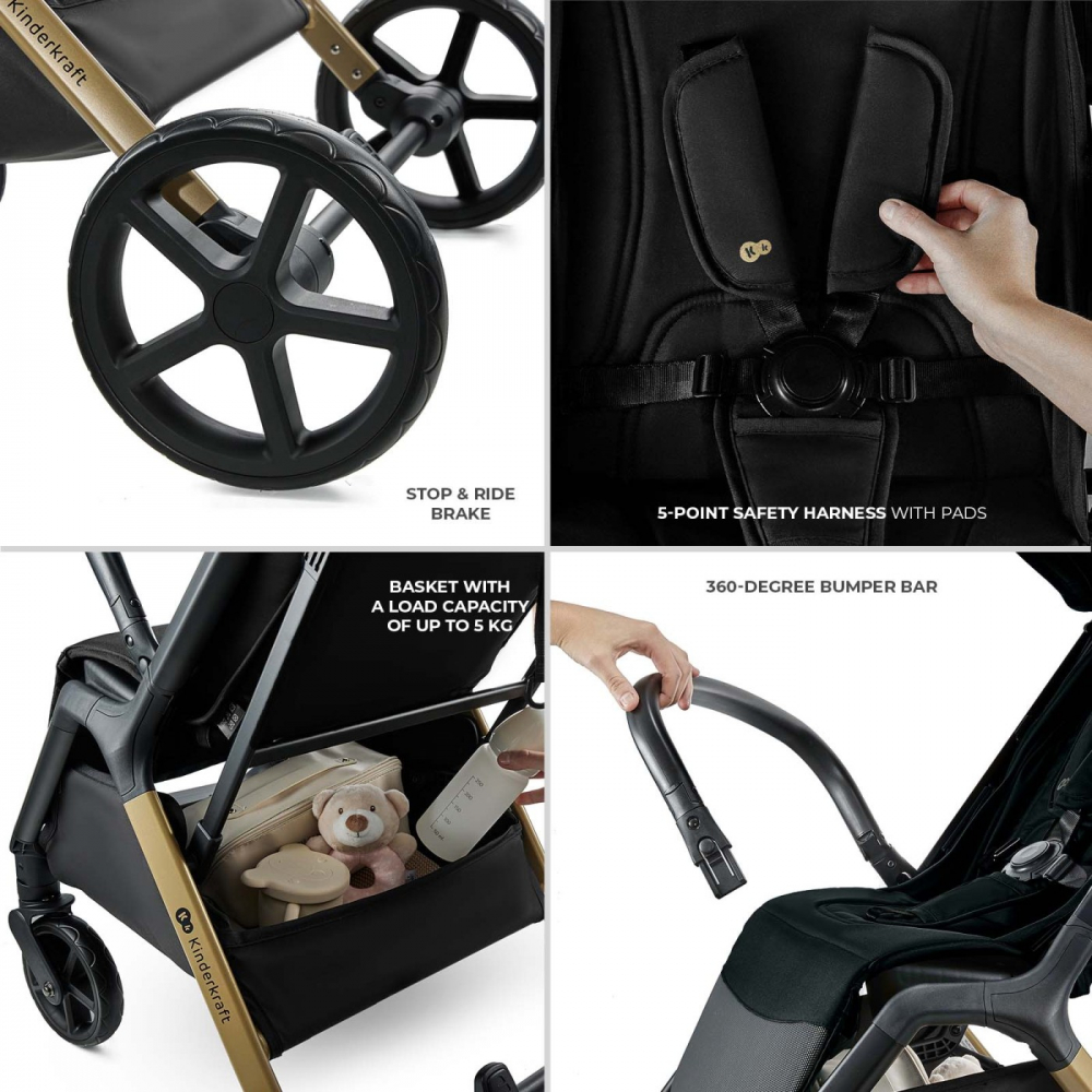 Carucior Kinderkraft Loom Ink Black cu Pliere Automata - imagine 2