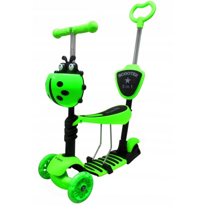 Trotineta 5 în 1 R-Sport Verde cu Mâner Parental - imagine 4