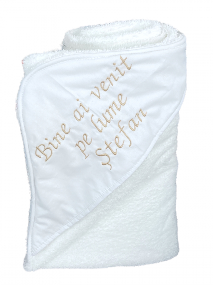 Prosop Bebe Personalizat Deseda, cu Căciuliță, Alb - imagine 3