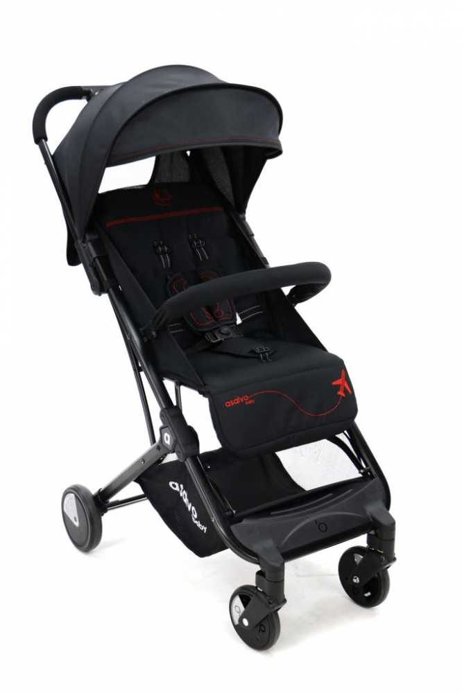 Carucior Asalvo Modul Troller, Negru-Rosu, Pliabil Compact - imagine 8