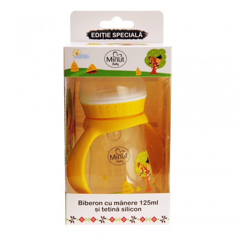 Biberon Pupaza din Tei 125ml cu Manere | Minut Baby - imagine 3