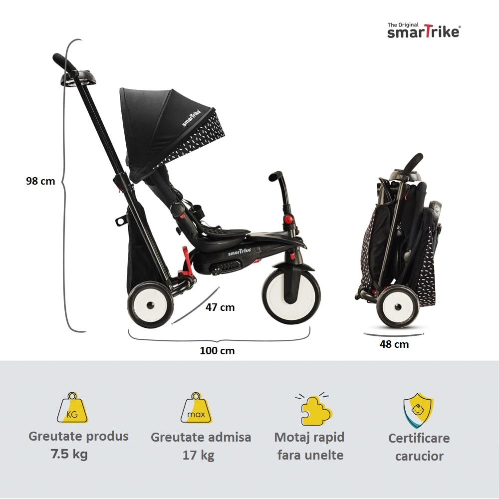Smart Trike STR5 Gri 7in1, Ultrapliabila - imagine 8