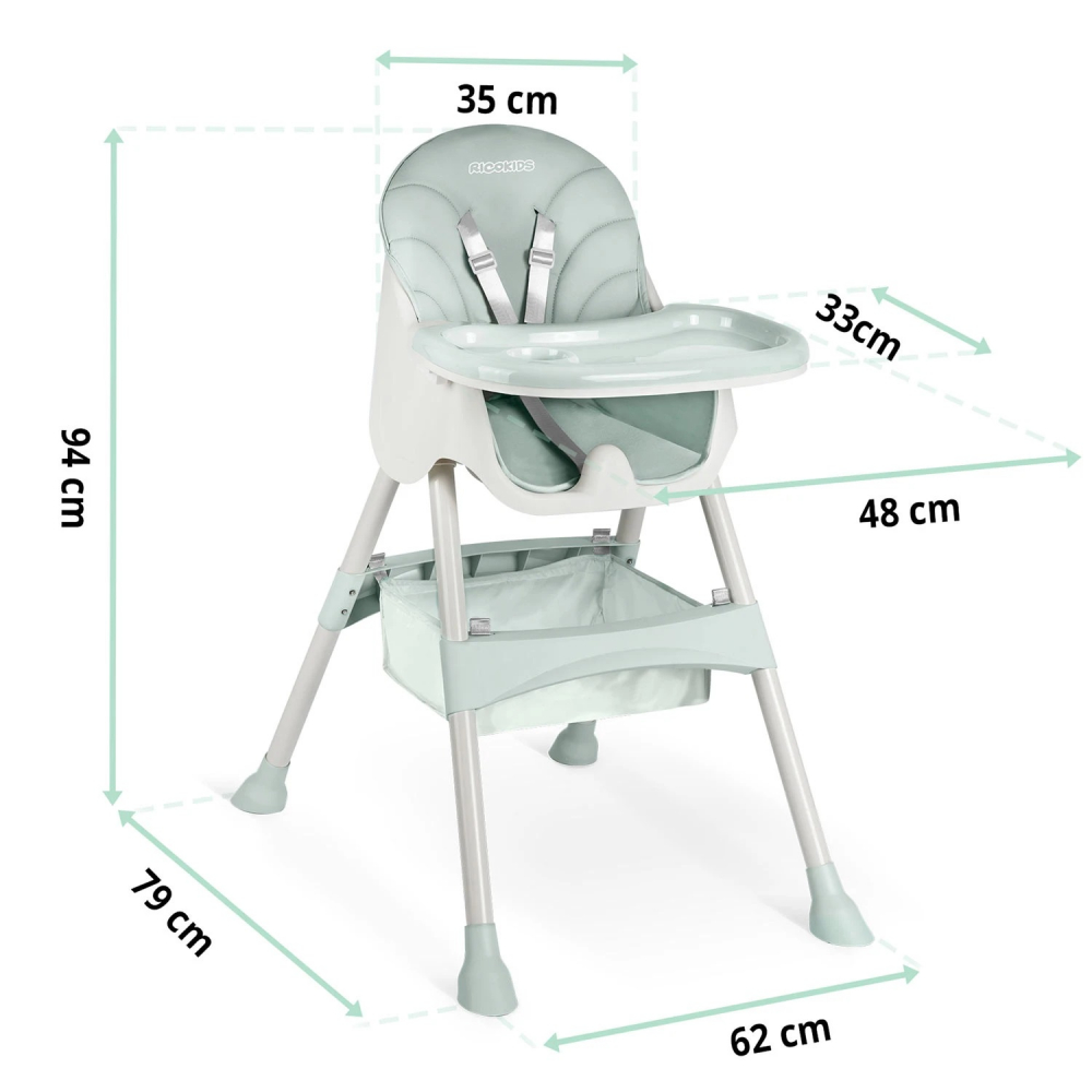Scaun Masa 3in1 Ricokids Milo Verde, Transformabil - imagine 9