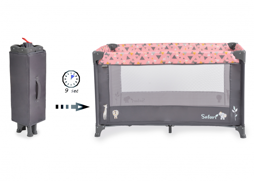 Patut Pliabil Moni Safari Pink cu Accesorii - imagine 4