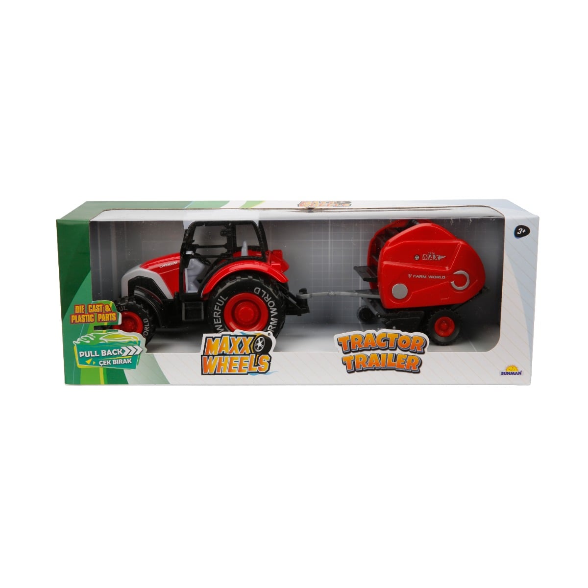 Tractor Maxx Wheels cu Remorca - Jucarie Fermier