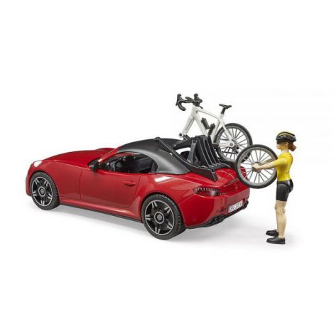 Bruder Masina Roadster cu Bicicleta si Ciclist - imagine 2