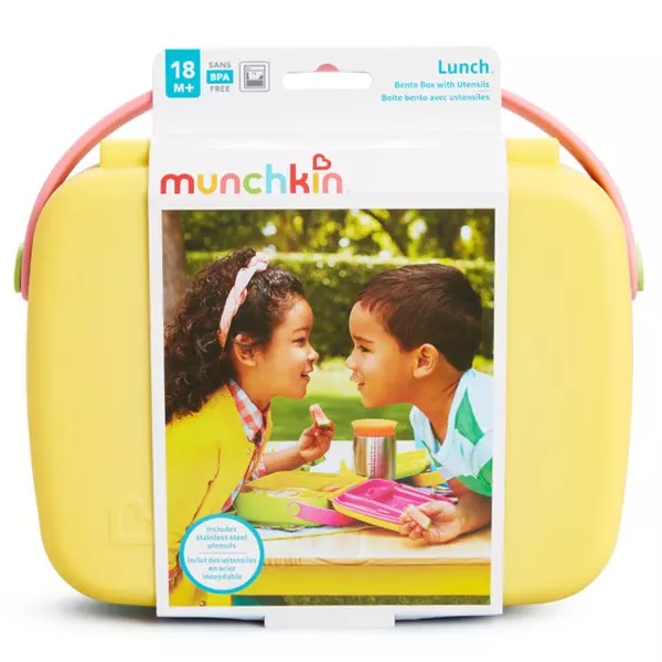 Cutie Bento Munchkin Galben cu Ustensile Inox - imagine 6