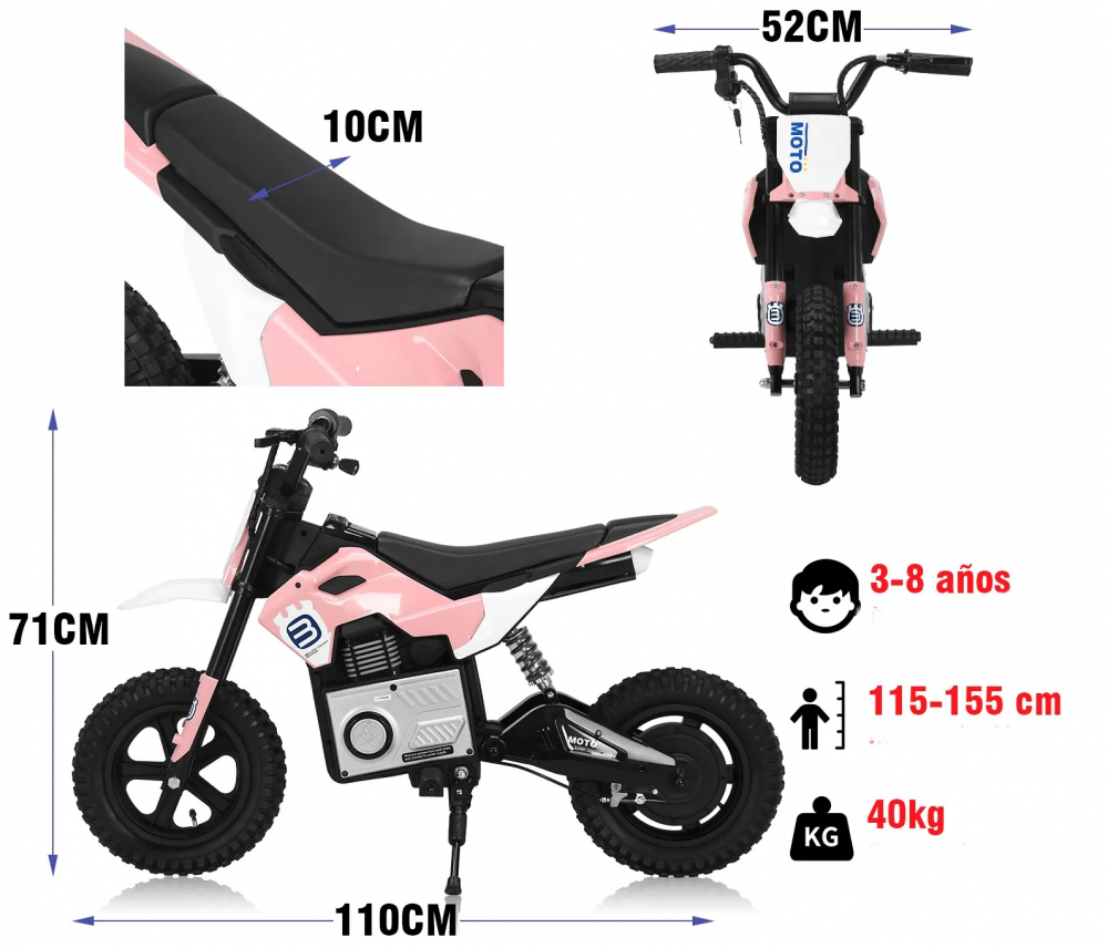 Nichiduta Moto Red - Motocicleta Electrică 24V - imagine 2