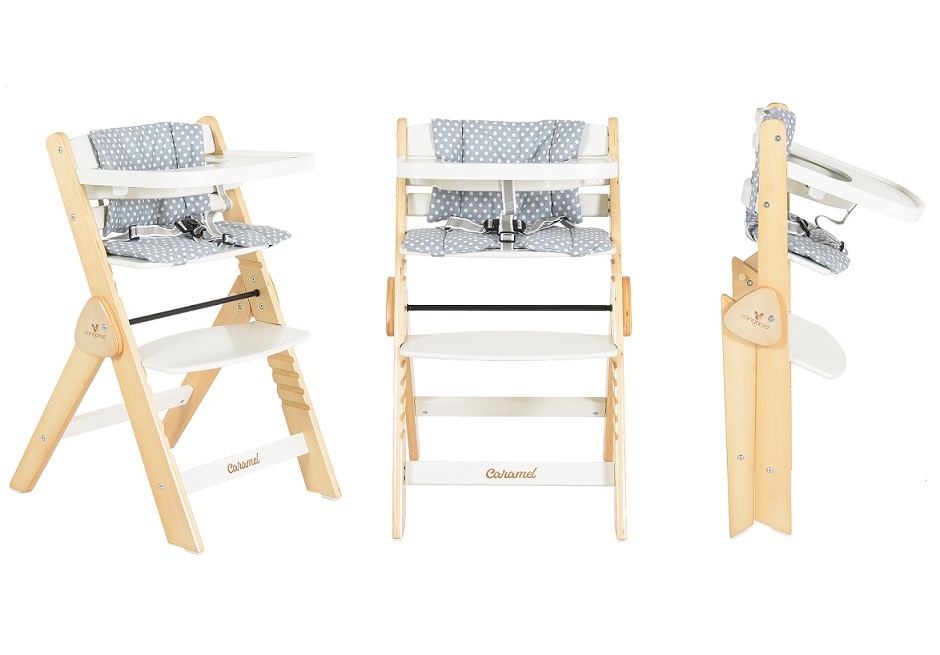 Scaun Cangaroo 2in1 Caramel White - lemn reglabil