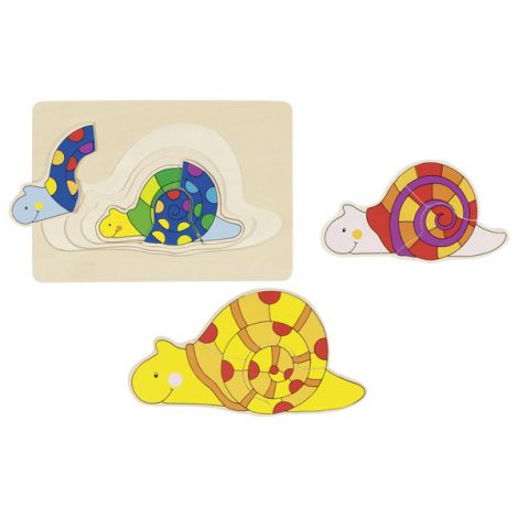 Puzzle Stratificat Melcul Goki, Lemn, 4 Straturi