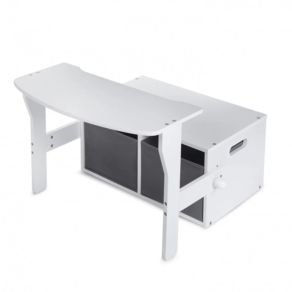 Birou Suporto 3-in-1 MDF Alb-Gri pentru Copii (3-6 ani)