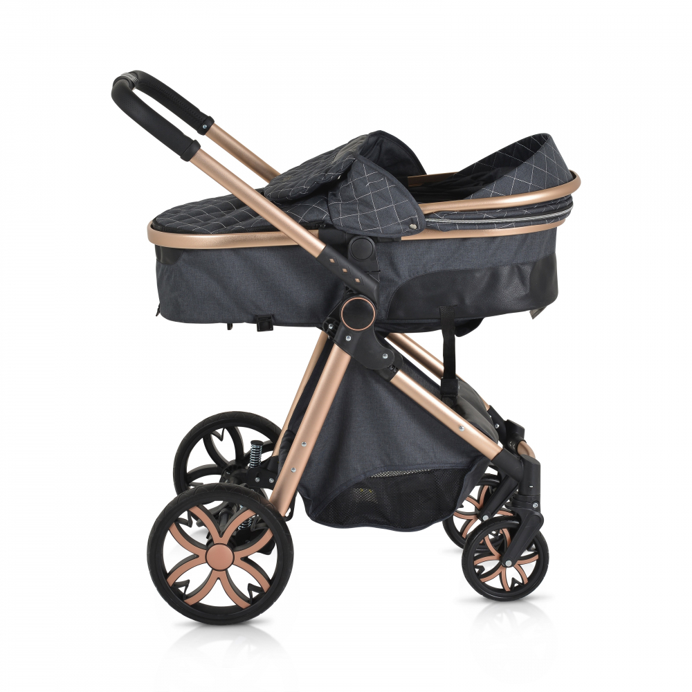Carucior 2in1 Moni Alma Black, Reversibil, Aluminiu
