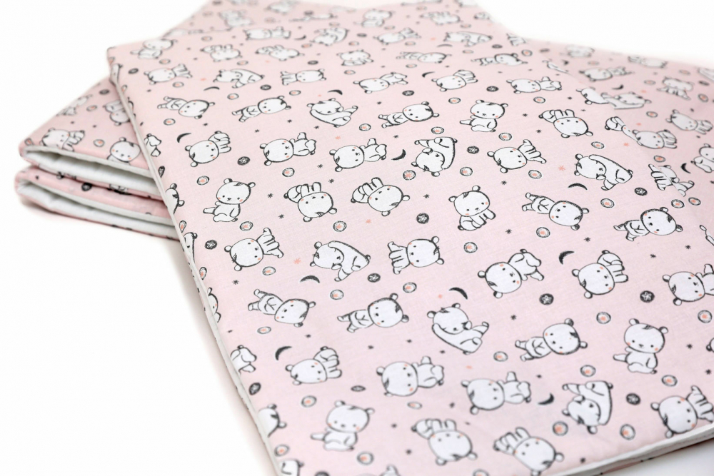 Set protecții patut Baby Bear roz KidsDecor, 50x100 cm - imagine 6