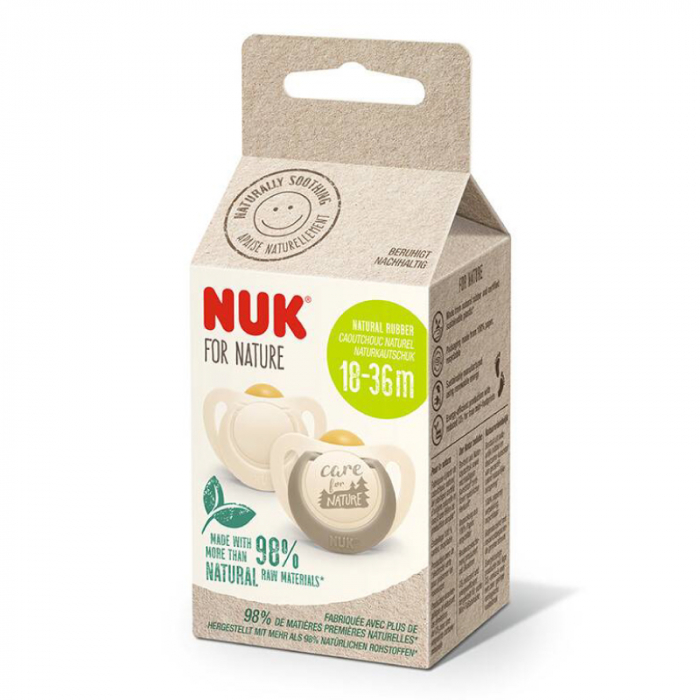 Suzeta Nuk for Nature Latex M3, Set 2 Bucăți, Crem