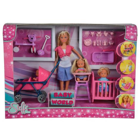 Papusa Simba Steffi Love 29 cm Baby World cu 2 copii - imagine 9