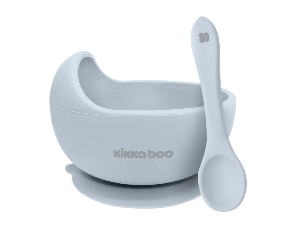 Set Castron și Linguriță KikkaBoo Yummy Blue