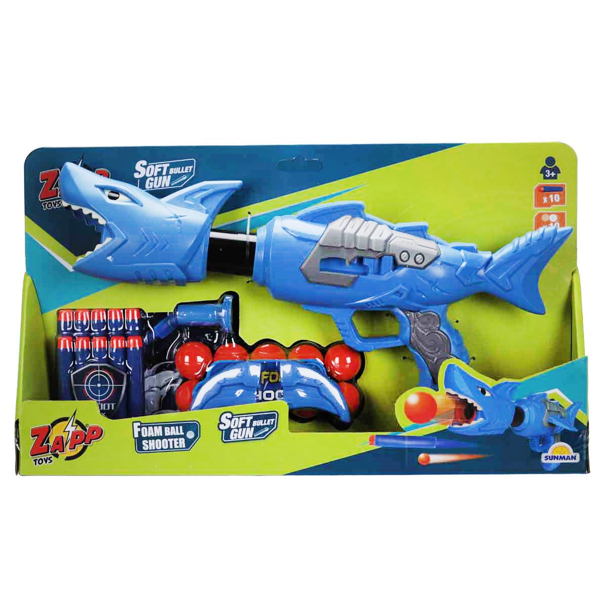 Arma Zapp Toys Shark cu 20 proiectile sigure