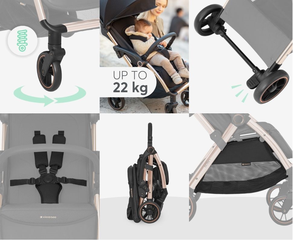 KikkaBoo Eden ArmyG Autofold, Cadru Aluminiu, 0-22kg - imagine 9