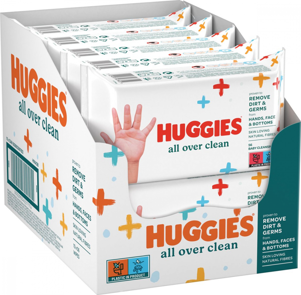 Set 10x56 Servetele Huggies All Over Clean Naturale - imagine 3