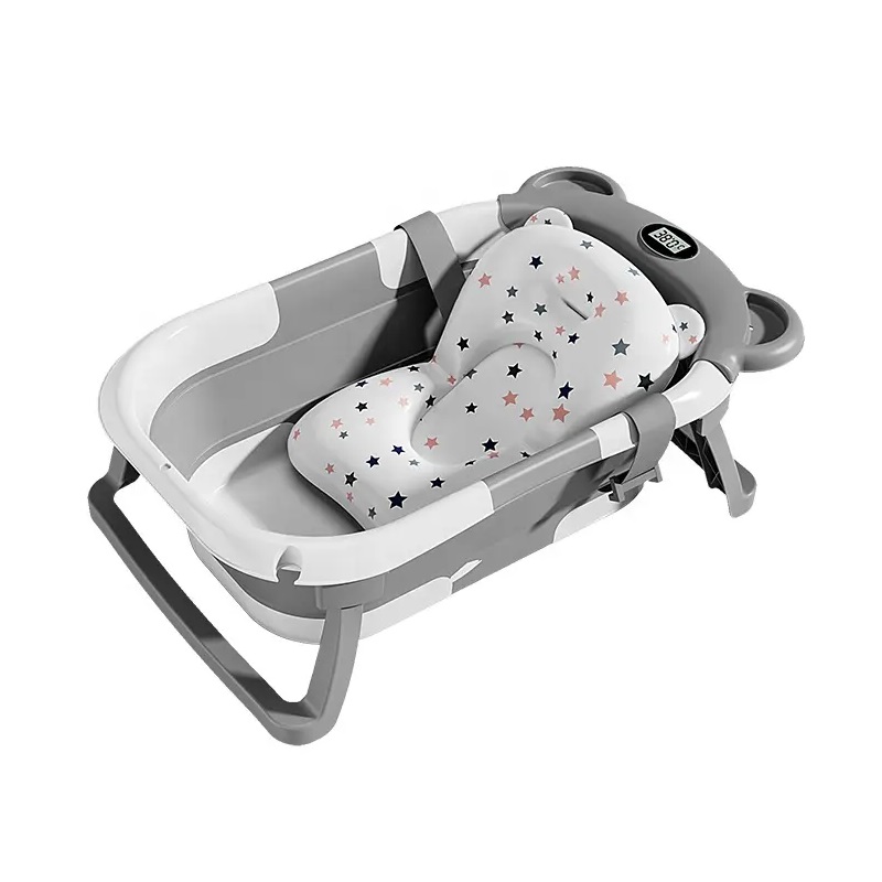 Cădiță Ultrapliabilă Little Mom Bear Grey cu Termometru - imagine 2