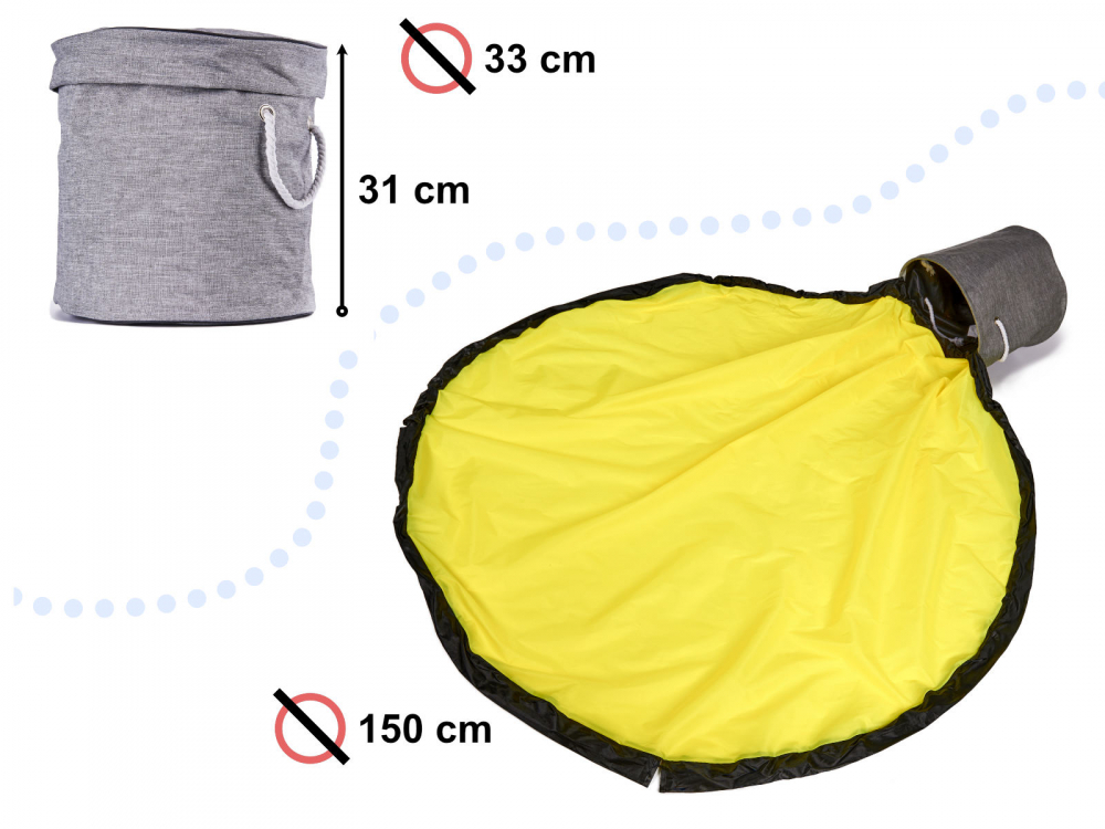 Cos Organizator Jucarii 2in1 cu Covoras Ikonka Gri - imagine 3