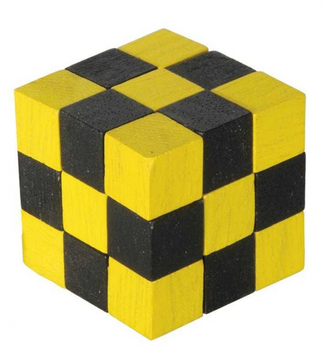 Cub Șarpe Galben-Negru Fridolin | Puzzle Lemn 3D