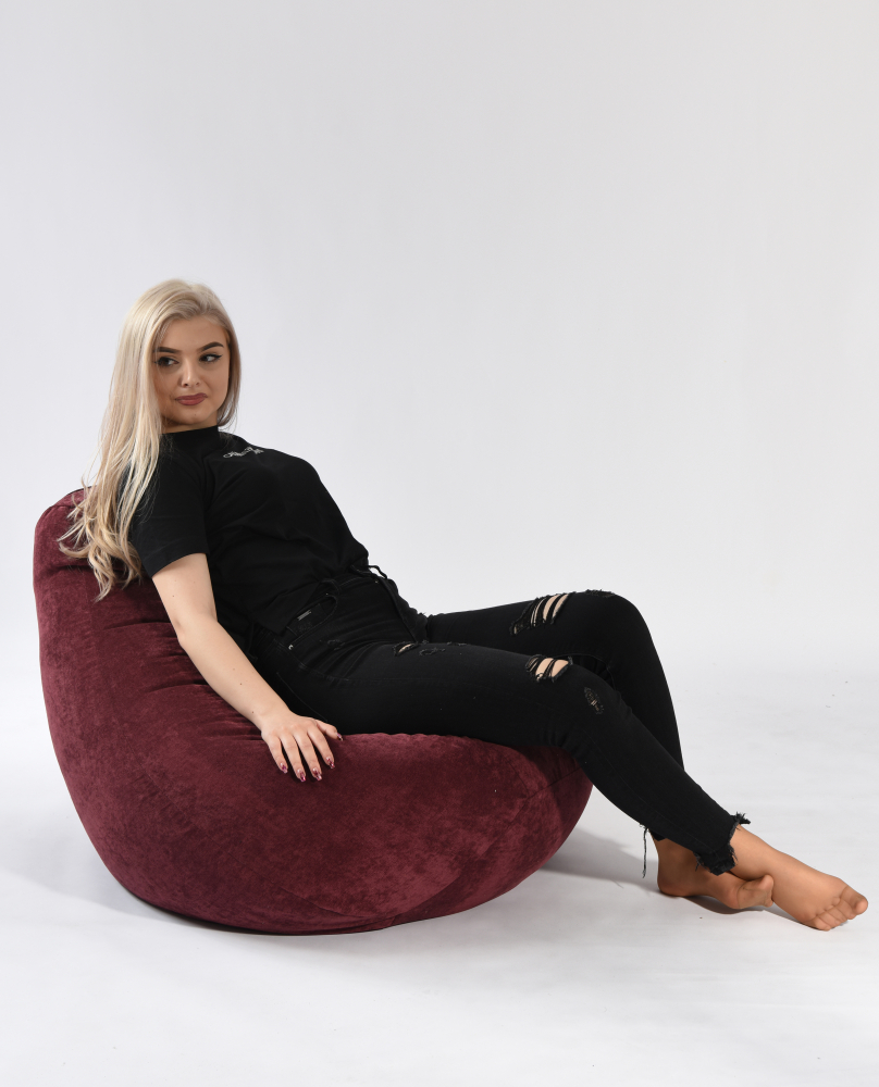 Fotoliu Pufrelax Nirvana Hobbit Velvet Marsala - imagine 2